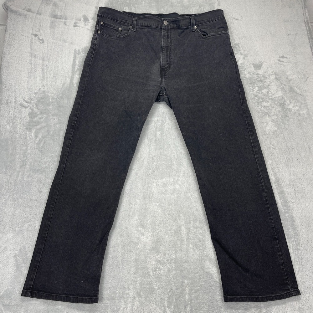 Levi's Jeans Mens 42x32 Black Denim 569‎ Stretch Americana Straight Leg Grunge